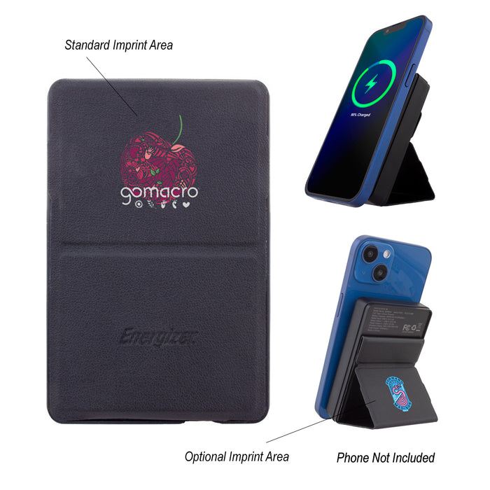 5,000 mAh Energizer® Mag-N-Kick™ Wireless Charger Power Bank And Phone Stand