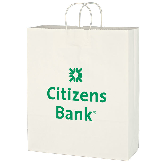 Kraft Paper White Shopping Bag - 16