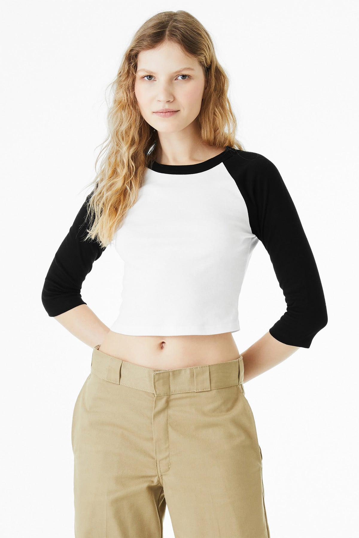BELLA+CANVAS® Women's Micro Rib 3/4 Raglan Baby Tee BC1200