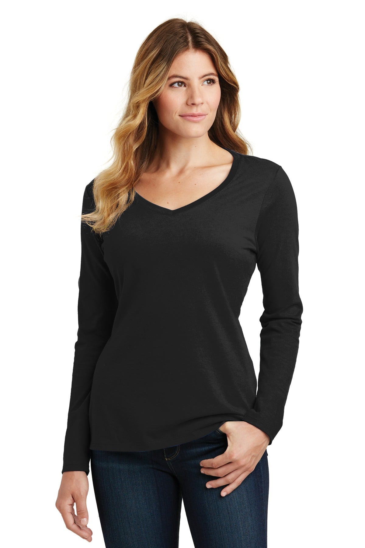 Port & Co™ Women's Long Sleeve Fan Favorite V-Neck Tee. LPC450VLS