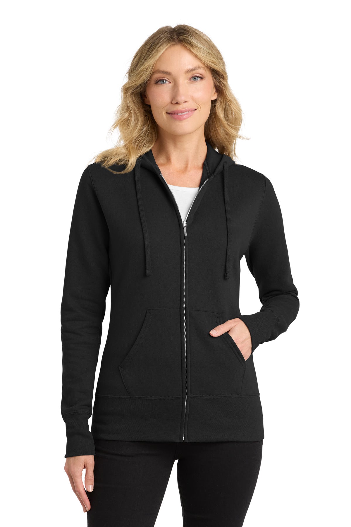 Port & Co™ Women's Core Fleece Full-Zip Hooded Sweatshirt. LPC78ZH