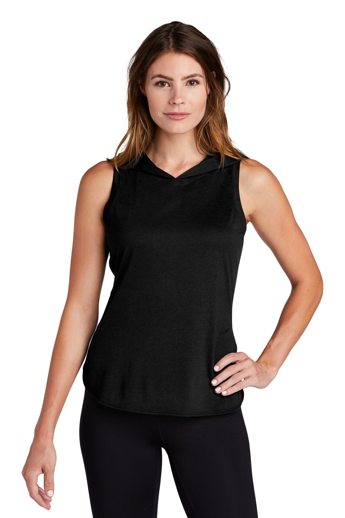 Sport-Tek ® Women's PosiCharge ® Tri-Blend Wicking Draft Hoodie Tank. LST410
