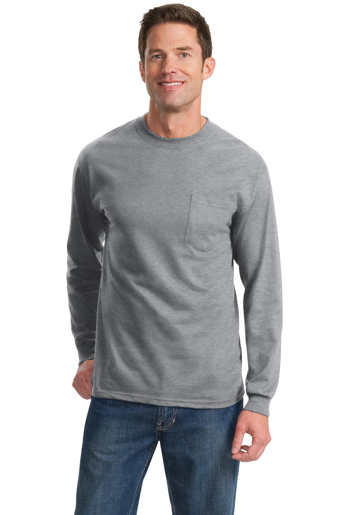 Port & Co™ Long Sleeve Essential Pocket Tee.  PC61LSP