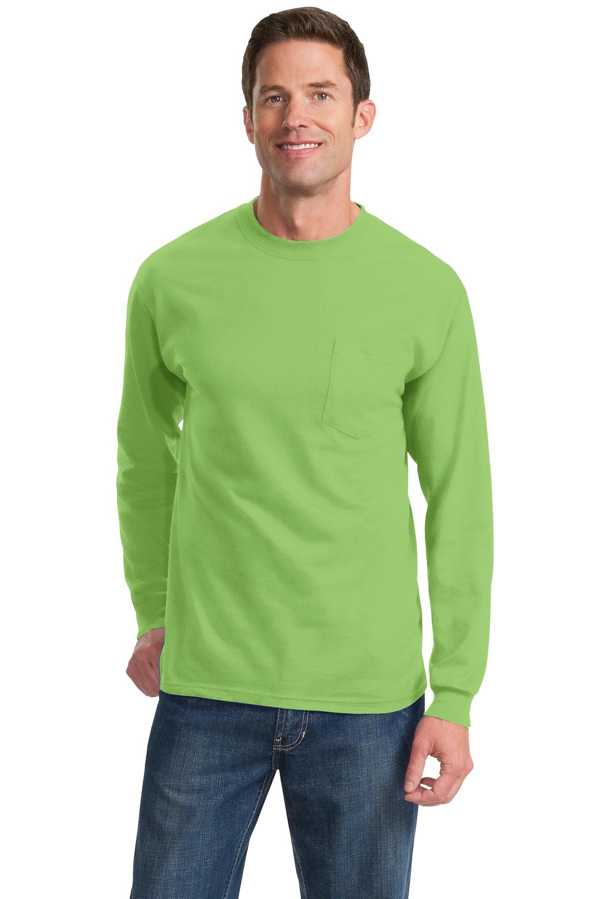 Port & Co™ Long Sleeve Essential Pocket Tee.  PC61LSP