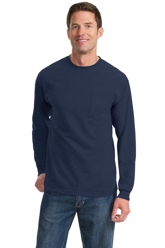 Port & Co™ Tall Long Sleeve Essential Pocket Tee. PC61LSPT