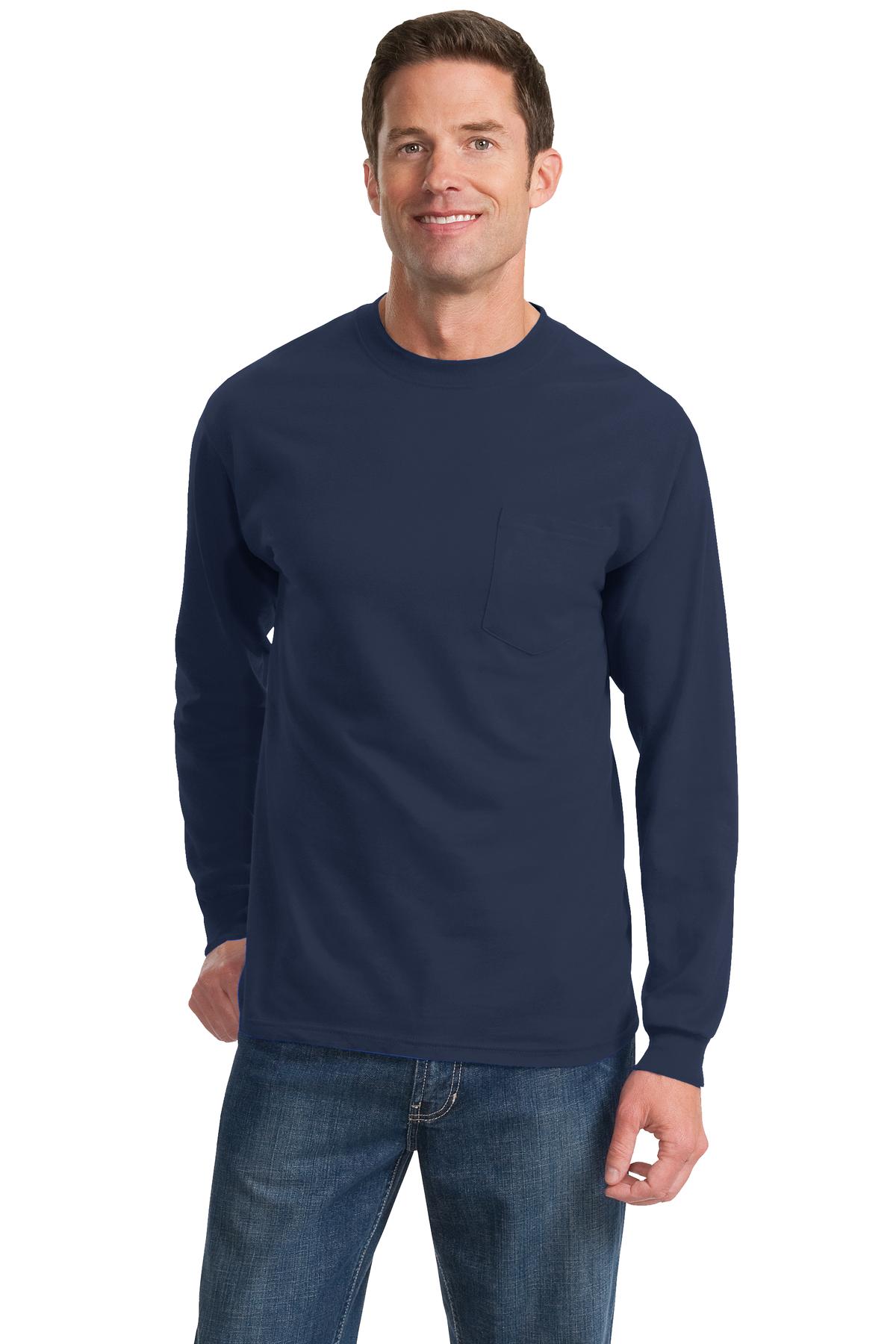 Port & Co™ Tall Long Sleeve Essential Pocket Tee. PC61LSPT