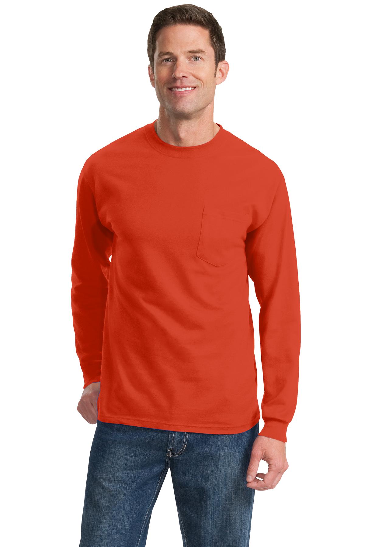 Port & Co™ Long Sleeve Essential Pocket Tee.  PC61LSP