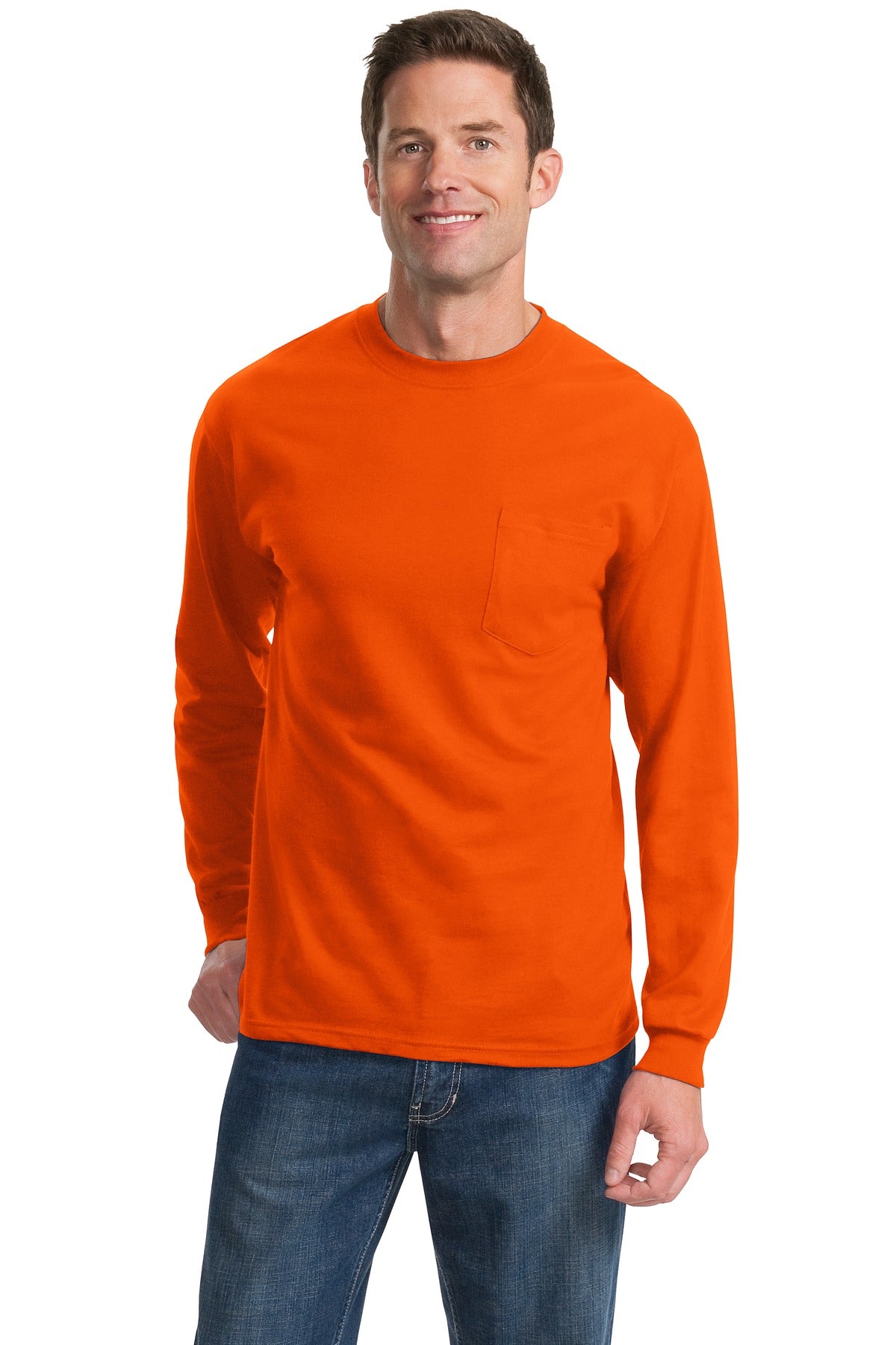 Port & Co™ Tall Long Sleeve Essential Pocket Tee. PC61LSPT