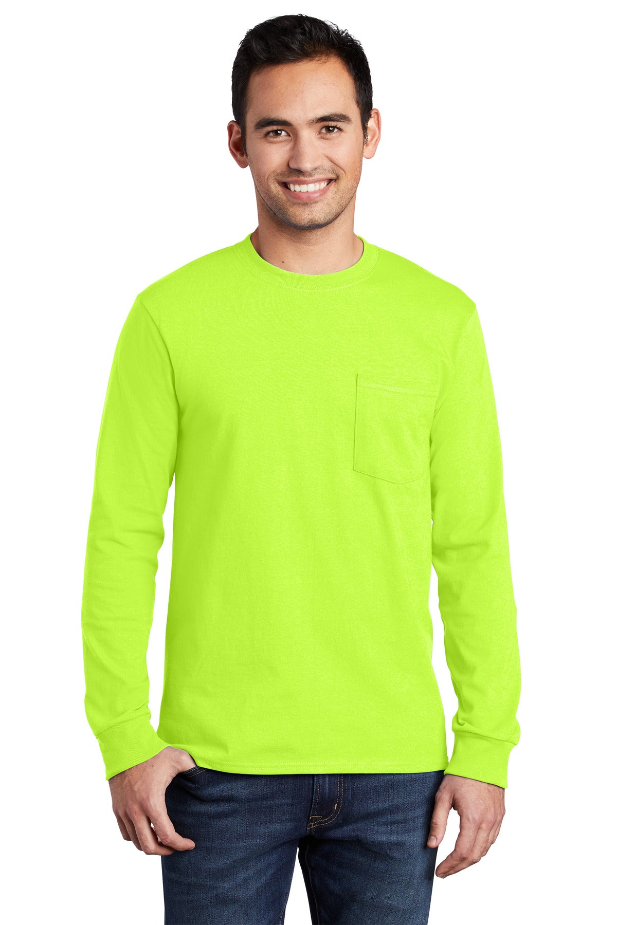 Port & Co™ Long Sleeve Essential Pocket Tee.  PC61LSP