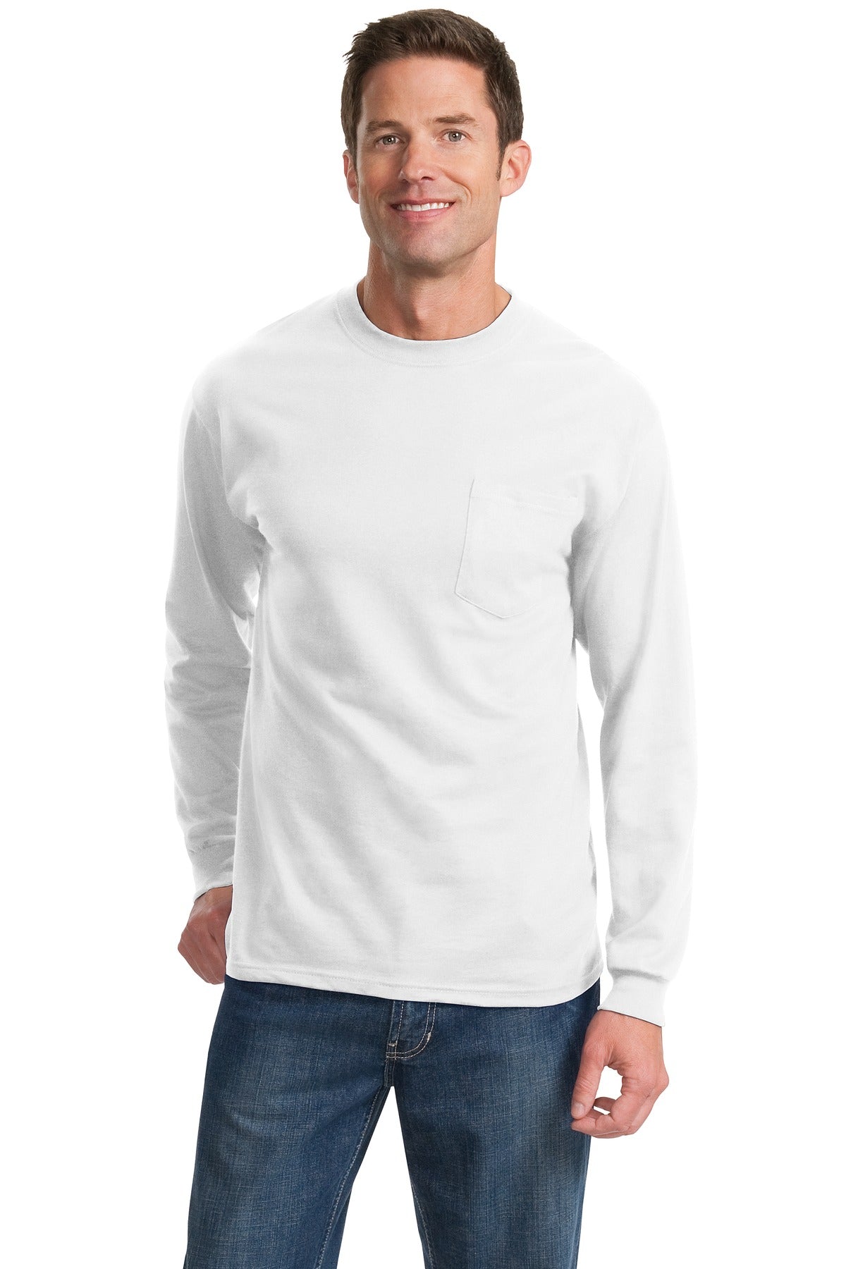 Port & Co™ Tall Long Sleeve Essential Pocket Tee. PC61LSPT