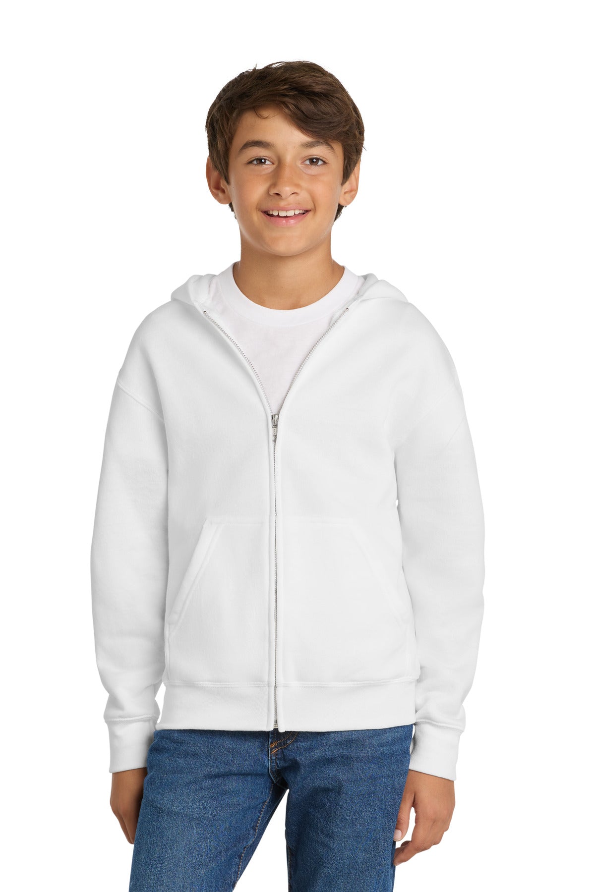Port & Co™ Youth Core Fleece Full-Zip Hooded Sweatshirt.  PC90YZH