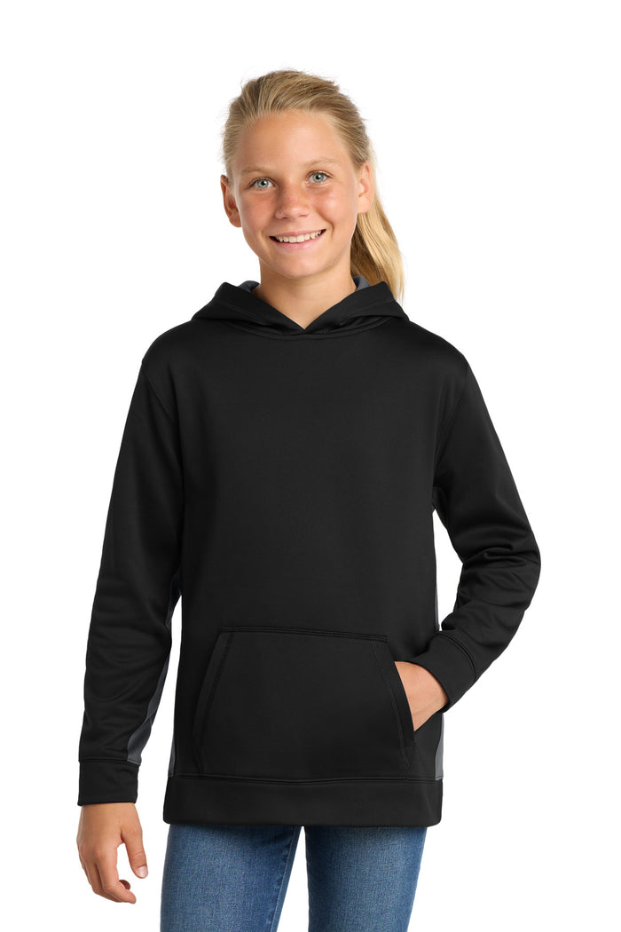 Sport-Tek® Youth Sport-Wick® Fleece Colorblock Hooded Pullover.  YST235